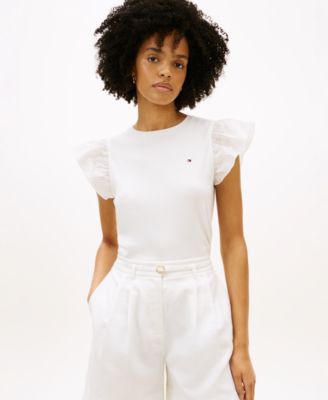 Women's Broderie Mix-Media Top