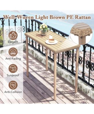 3 Pieces Patio Bar Table Set Outdoor Bar Height Table & 2 Armless Chairs