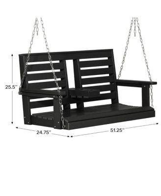 Outdoor 54" HDPE With Cupholders Porch Swing Bench