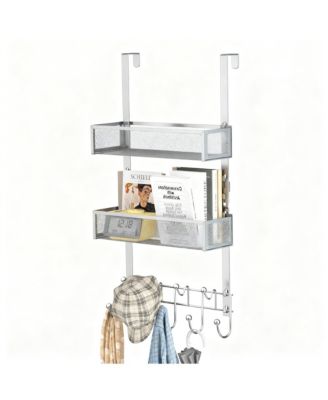 Over The Door Organizer with 9 Hooks & 2 Baskets - Rustproof, Waterproof, Portable