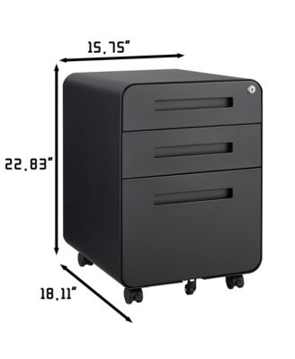 3 Drawer Mobile File Cabinet, Under Office Desk Metal Filing Cabinet with 5 Wheels, Versatile Storage Cabinet for Legal/Letter/A4 Files