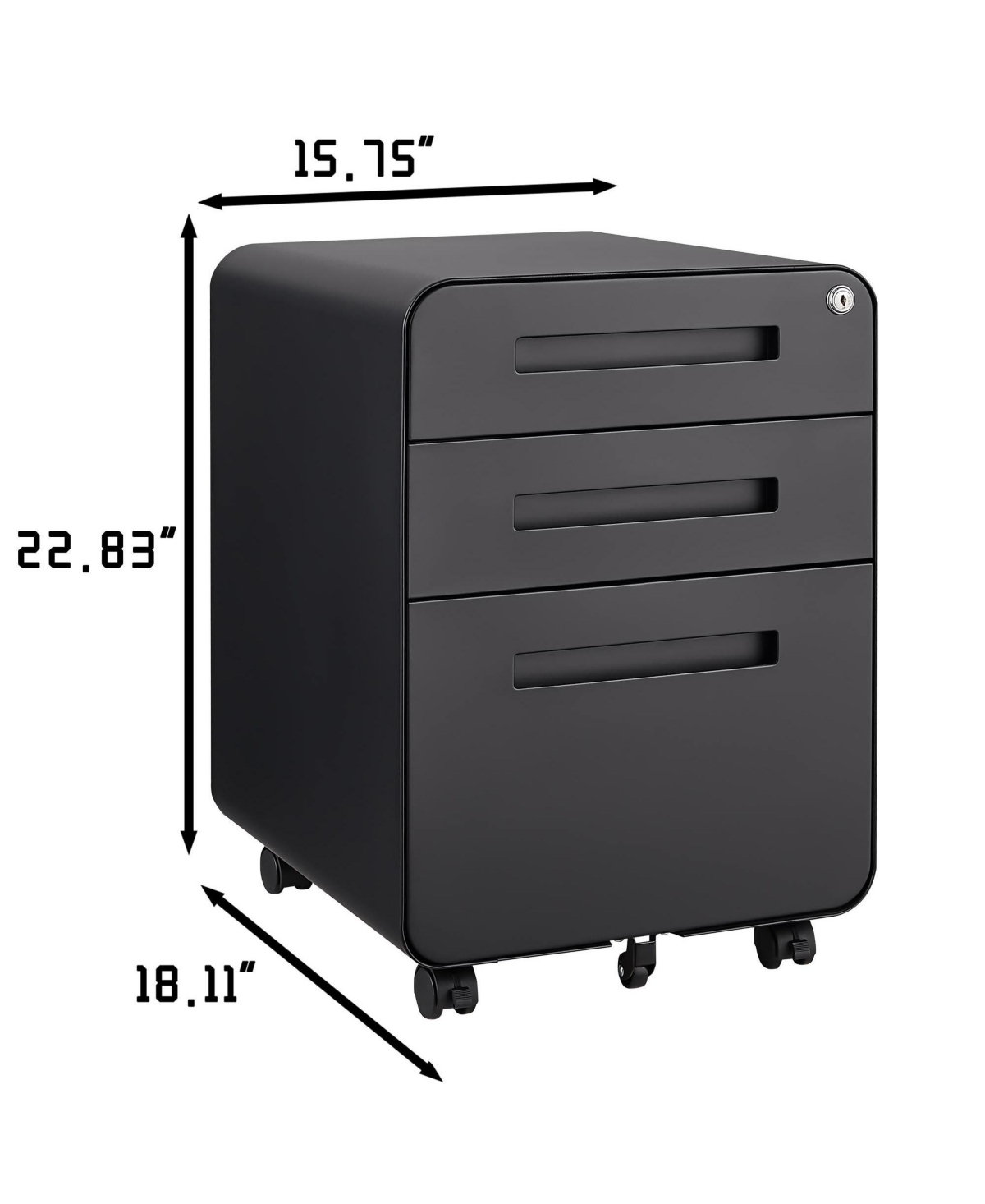Rainsken 3 Drawer Mobile File Cabinet, Under Office Desk Metal Filing Cabinet with 5 Wheels, Versatile Storage Cabinet for Legal/Letter/A4 Files