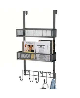 Over The Door Organizer with 9 Hooks & 2 Baskets - Rustproof, Waterproof, Portable
