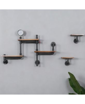 Industrial Rustic Pipe Shelves 5-Tier Wall Storage for Home Decor