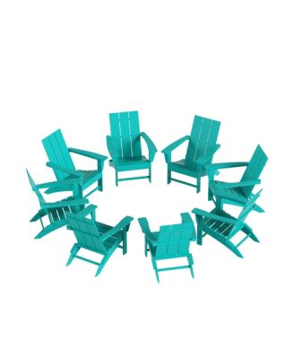 8-Piece Modern Poly Folding Adirondack Chair Set