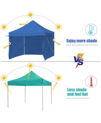 10x10 ft Pop-Up Gazebo with 4 Adjustable Heights & Folding Awning