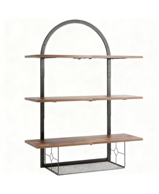 3-Tier Floating Shelves with Basket for Bathroom, Living Room, Bedroom