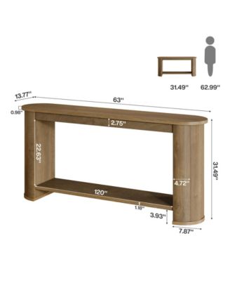 63" Console Table with Shelf, Slim Entryway Sofa Table for Living Room