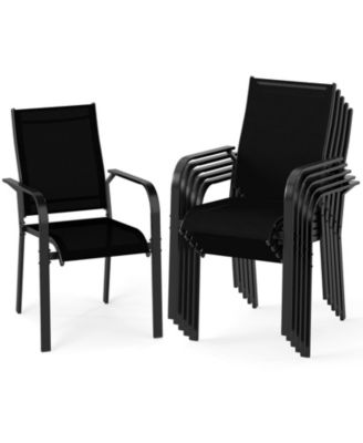 Patio Dining Chairs Set of 6 w/Metal Frame Breathable Mesh Fabric Backrest