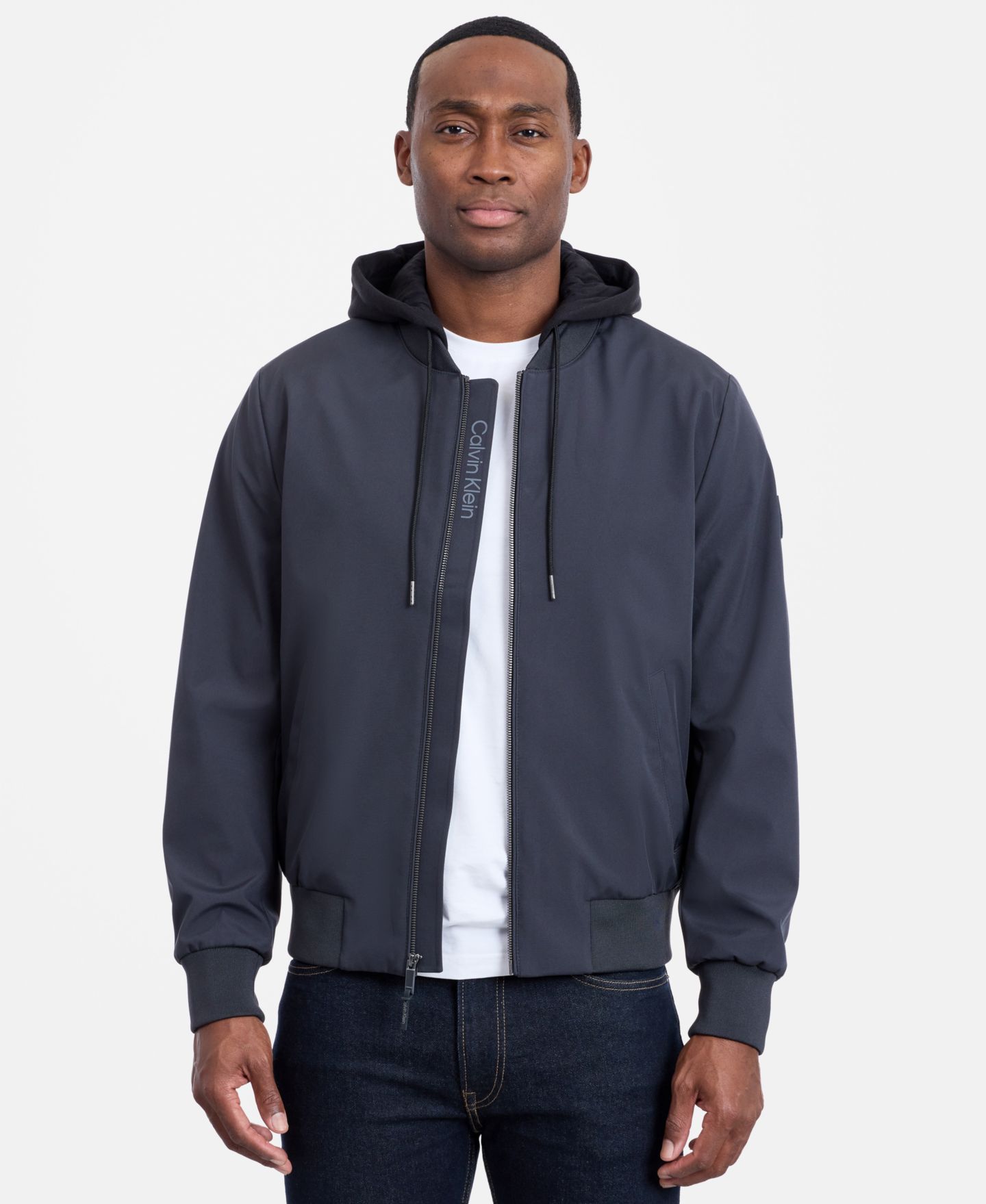 Мужская куртка Calvin Klein Bomber Knit Hood, цвет: Железный — фото 2