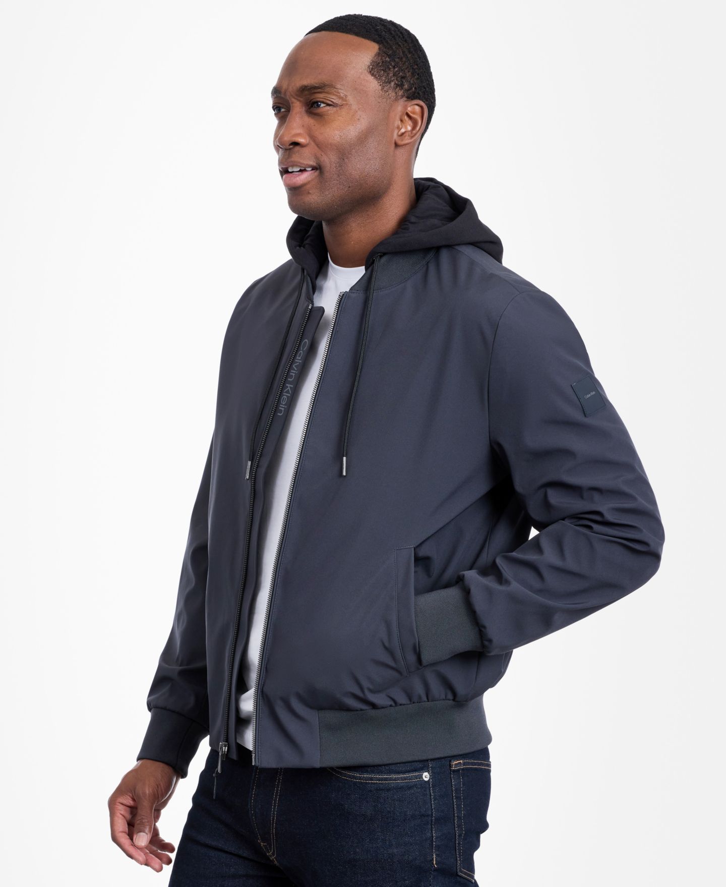 Мужская куртка Calvin Klein Bomber Knit Hood, цвет: Железный — фото 7