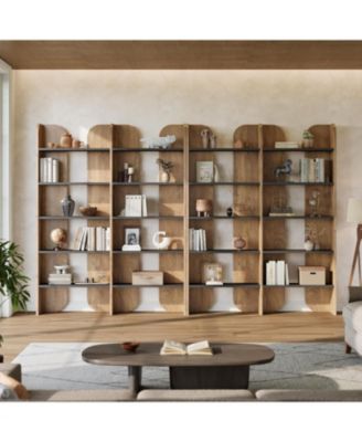 5-Tier Farmhouse Bookshelf, 70.87-Inch Tall Double Wide Bookcase