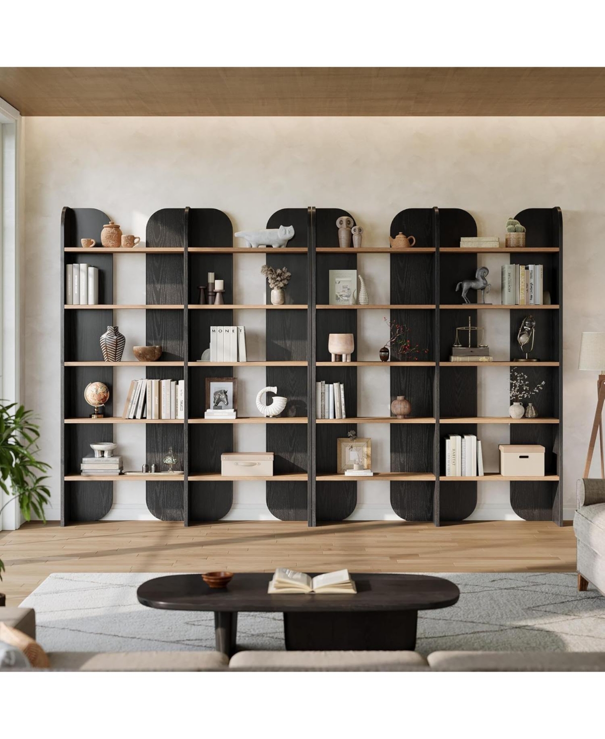 Tribesigns 5-Tier Farmhouse Bookshelf, 70.87-Inch Tall Double Wide Bookcase