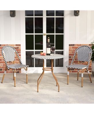 27.5'' Outdoor Bistro Table PE Rattan Round Patio Side Table w/ Heavy Duty Metal Frame