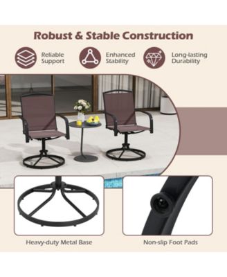 Patio Swivel Chairs Set of 4 w/ High Back & Round Metal Base for Backyard