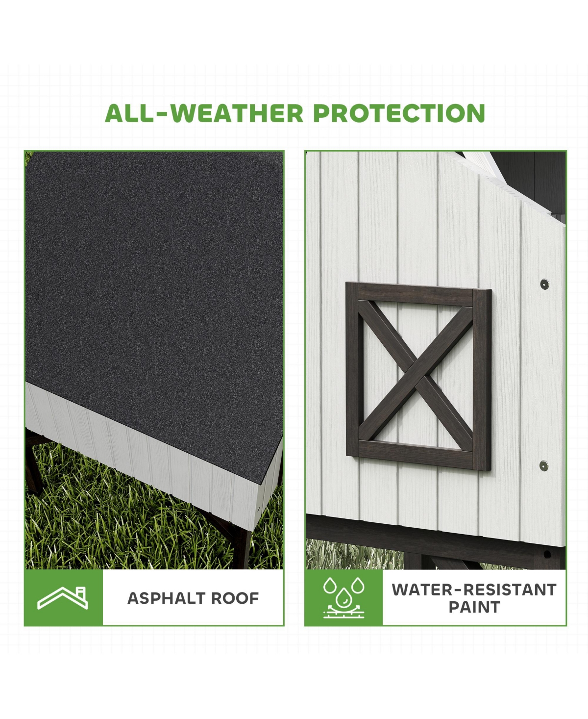 Chicken Coop Hen House with Nesting Box, Elevated Rabbit Hutch with Ramp