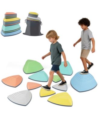 6-Piece Steppingstones for Kids, Non-Slip Balance Stones with Storage Bag