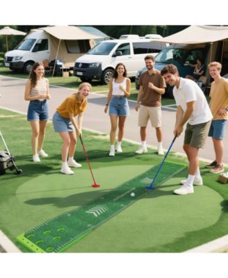 11 ft Putting Green Mat with 2 Adjustable Putters & 6 Balls