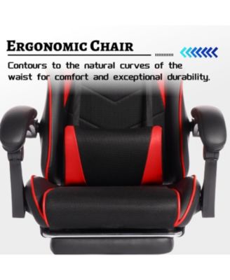E-Sports Gaming Chair with Massage, Footrest & Recline – PU Leather Ergonomic Racing Seat for Home & Office