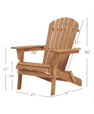 Outdoor Wooden Folding Adirondack Chair Set of 2 with BackRest, Wood Patio Chair for Garden Backyard