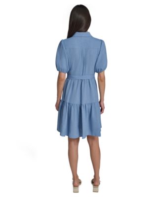 Women's Puff-Sleeve Collared Shirtdress