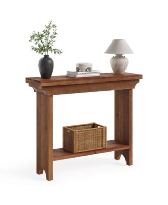 Solid Wood Console Table, 39.4" Entryway Table with Lower Shelf