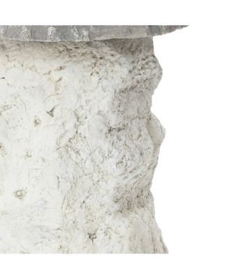  Outdoor Side Table, 18.7" MgO Patio Accent with Textured Base & Smooth Round Top