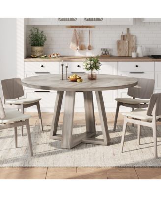 Round Dining Table for 4-6 People, 47 Inches Dining Room Table with Pedestal Base(Table Only )