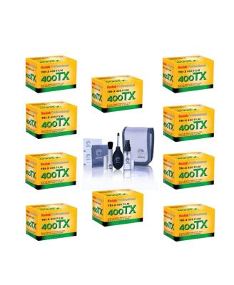 10x Tri-X Pan 400, TX-Pan Black and White Negative Film ISO 400, 35mm Size, 36 Exposure - 10 Pack - With Pro Optic Cleaning Kit