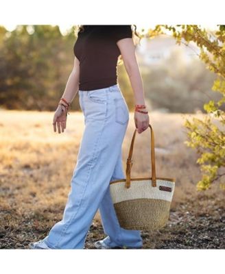 Peaceful Life Handmade Medium Sisal Straw Basket Tote Busket