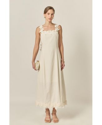 Women's Flower Strap Detail Midi Dress