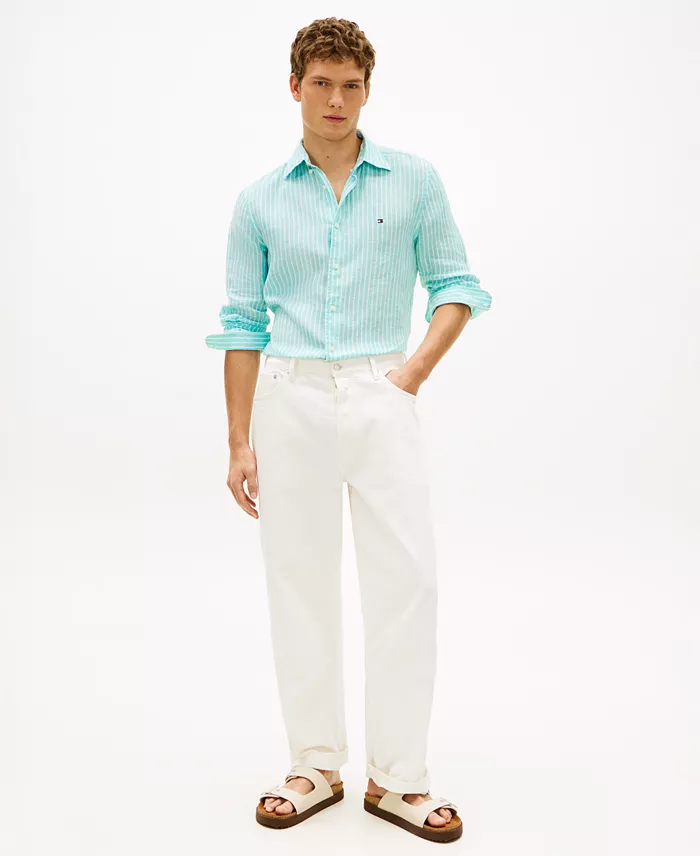 Men's 100% Linen Bengal Stripe Shirt - thumbnail 4