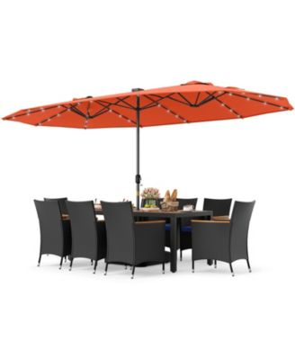 11 PCS Patio Dining Set w/ 15ft Double-Sided Patio Umbrella (Base Included)