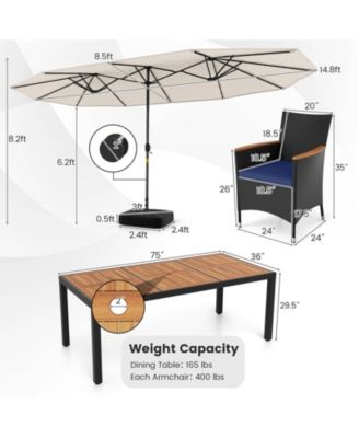 11 PCS Patio Dining Set w/ 15ft Double-Sided Patio Umbrella (Base Included)
