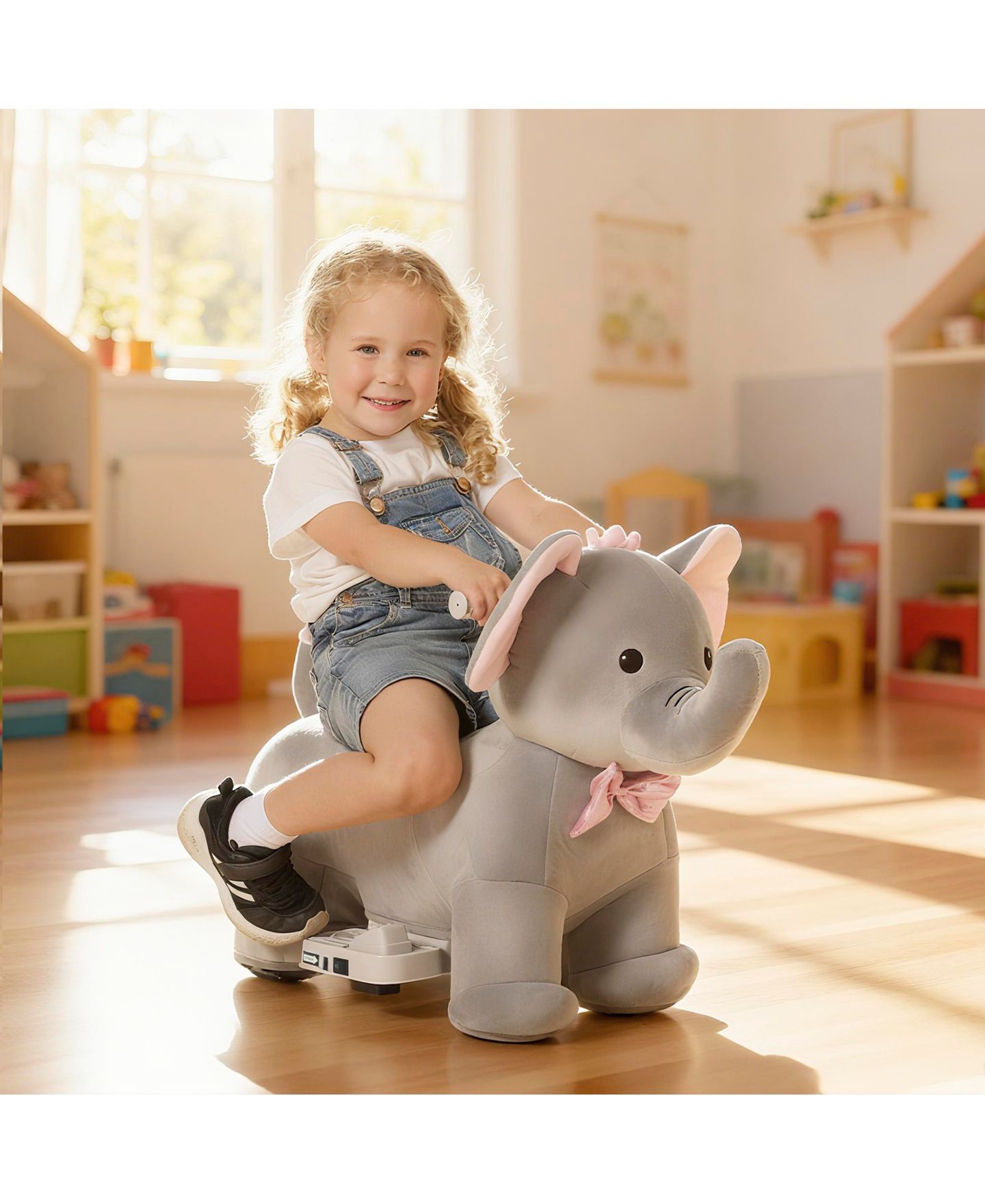 Детская игрушка Qaba 6V Ride-On Elephant with Music Ride-On Toy, 55 lbs. Capacity, Ages 1.5-5 Years, цвет: Серый — фото 9