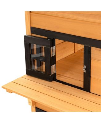 3-Tier Outdoor Feral Cat House with Escape Door & Asphalt Roof