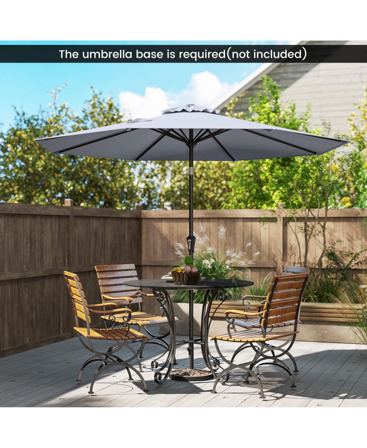 Gymax Patio Umbrella w/Push Button Tilt Crank Handle 8 Sturdy Ribs for Patio Garden