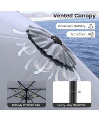 Patio Umbrella w/Push Button Tilt Crank Handle 8 Sturdy Ribs for Patio Garden