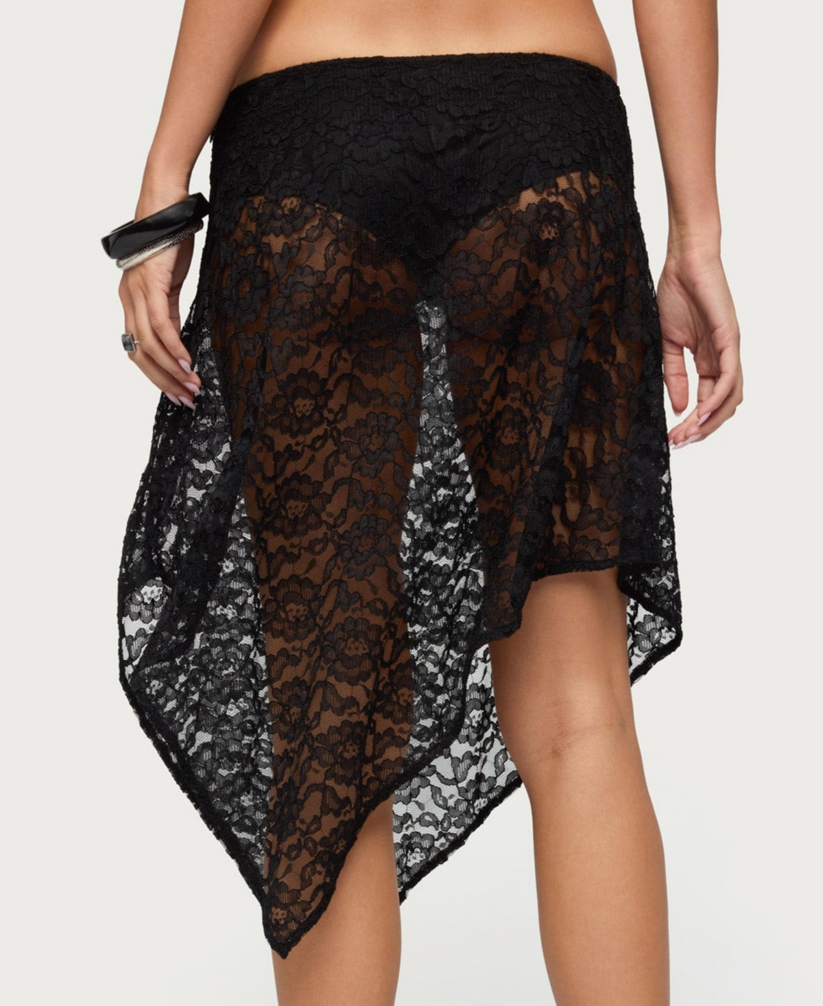 Edikted Women's Sheer Lace Handkerchief Midi Skort