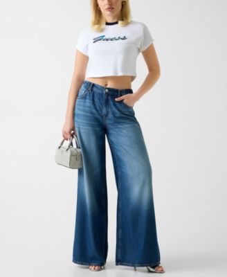 Women's Script Logo Crew Neck Crop T-Shirt