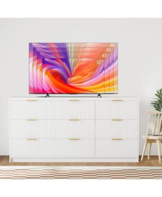 9 Drawer Dresser for Bedroom,Fluted Dresser with Smooth Slides, Modern Chest of Drawers with Golden Handles for Bedroom, Living Room