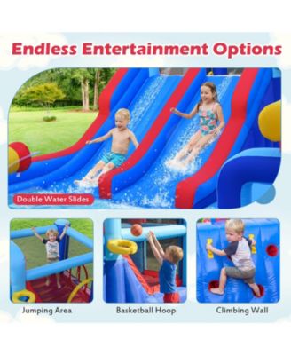Inflatable Bounce House with 2 Water Slides & 3 Water Cannons, 680W Blower Included