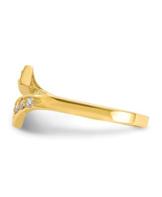Solid 10K Gold Cubic Zirconia Adjustable Bypass Toe Ring