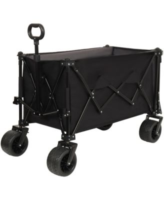 Foldable Wagon, Heavy Duty Extra Long Extender Wagon Cart with All-Terrain Beach Wheels, 480 LBS Capacity for Beach, Camping and Gardening