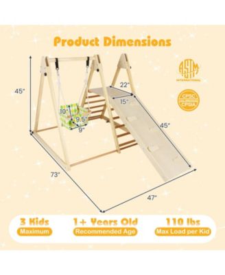 4-in-1 Indoor Jungle Gym with Baby Swing and Climbing Ramp for Toddlers