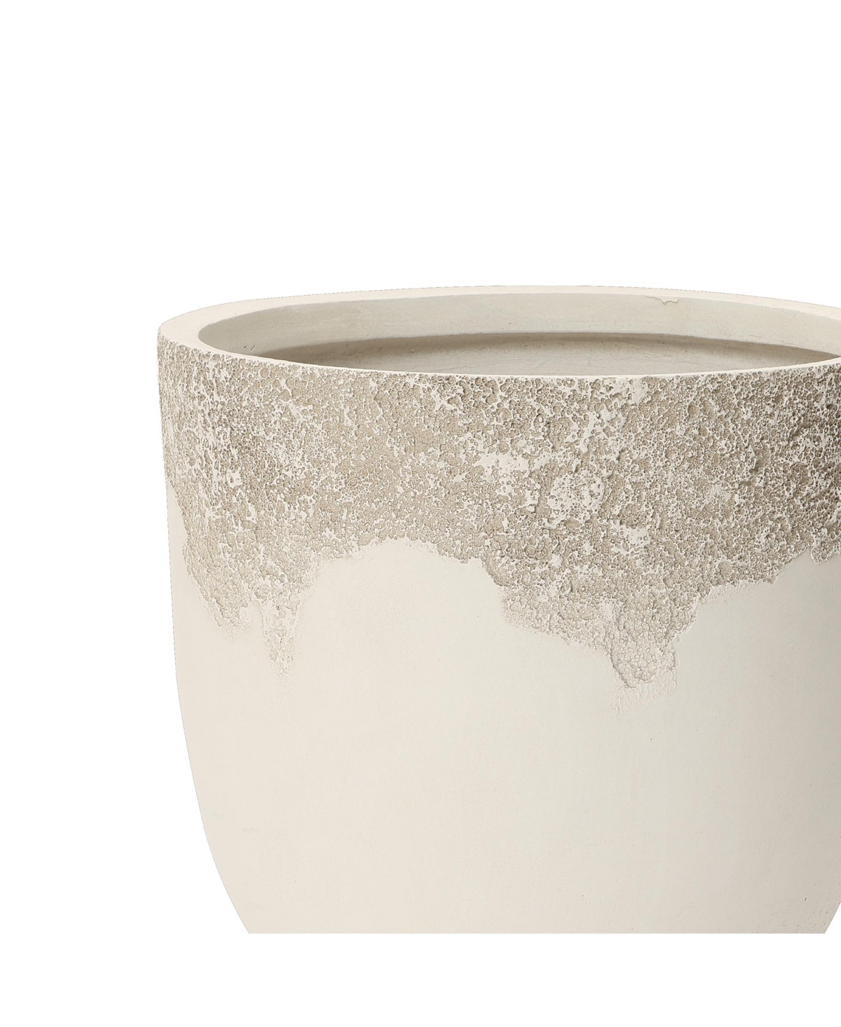 LuxenHome Antique Travertine 15.75" Round Planter, Tapered Pot for Indoor & Outdoor Use