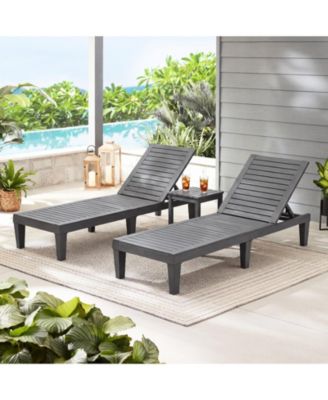 Patiojoy 2 PCS Lounge Chair Chaise Recliner Weather Resistant Adjustable Outdoor