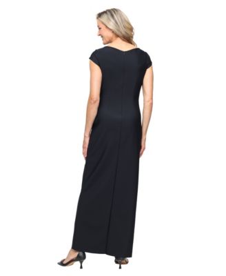 Petite Pleated Side-Embellished Gown