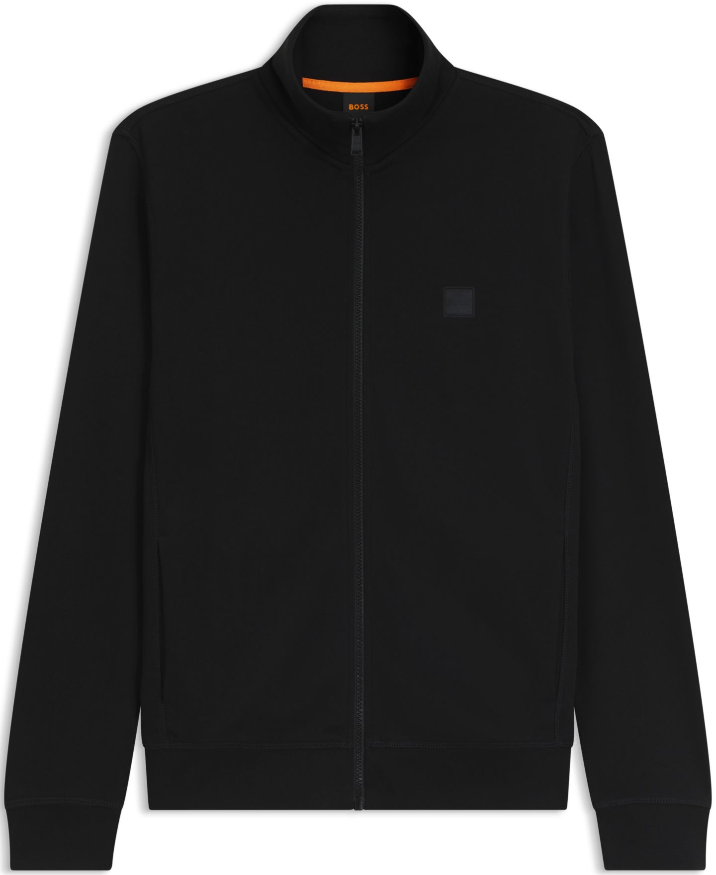 Мужская куртка Hugo Boss Cotton-Jersey Logo Badge, цвет: Чёрный — фото 3