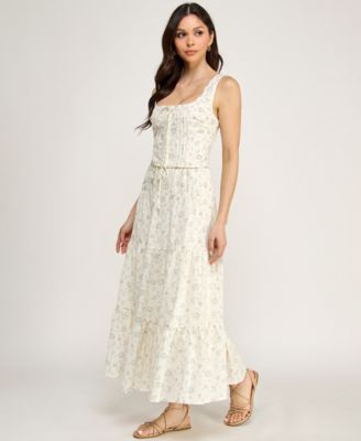 Juniors' Floral Sleeveless Top and Midi Skirt, 2-Piece Set